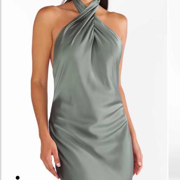 Show Me Your MuMu - Jasmine Halter Maxi Dress- Deep Sage Luxe Satin - Picture 4 of 5